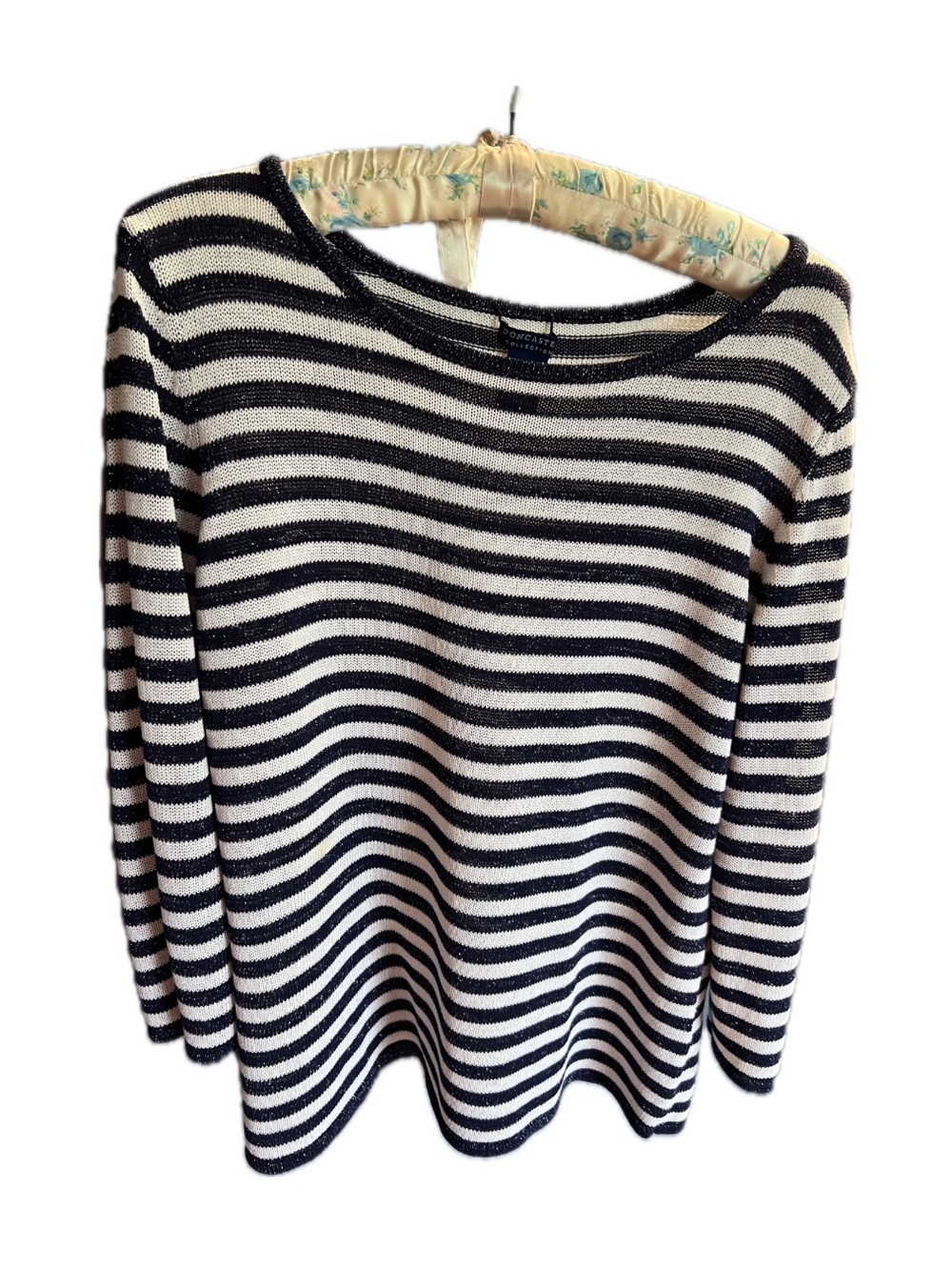 Doncaster Blue and White Striped Scoop Neck Sweater